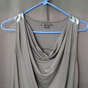 Armani Exchange sequin sleeveless cowl neck top